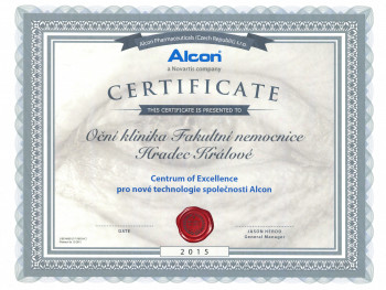 ALCON certifikát Centrum of Excellence
